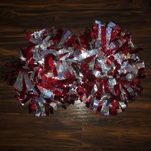 BLACK FRIDAY SALE 2 silver and red cheer poms